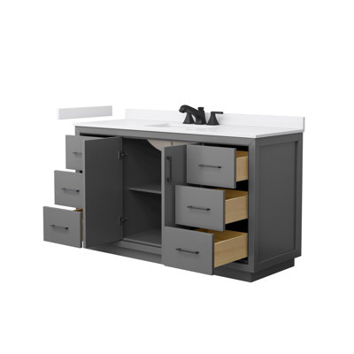 Icon 60" Freestanding Single Bathroom Vanity with Cultured Marble Top