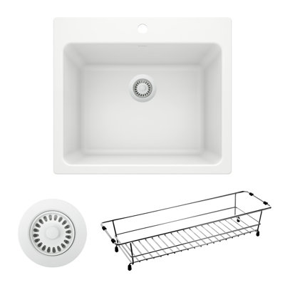 Liven SILGRANIT  25" L x 22" W Dual Mount Laundry Sink with Task Basket & Strainer