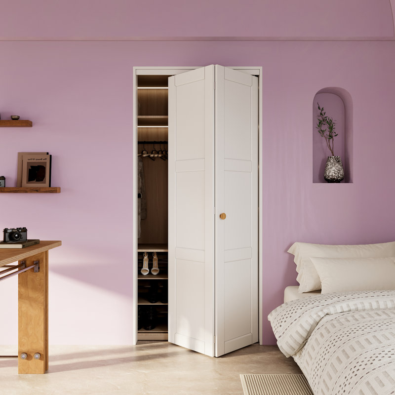 Porte pliante 80H à panneau en bois massif avec quincaillerie d'installation, 32 po x 80 po