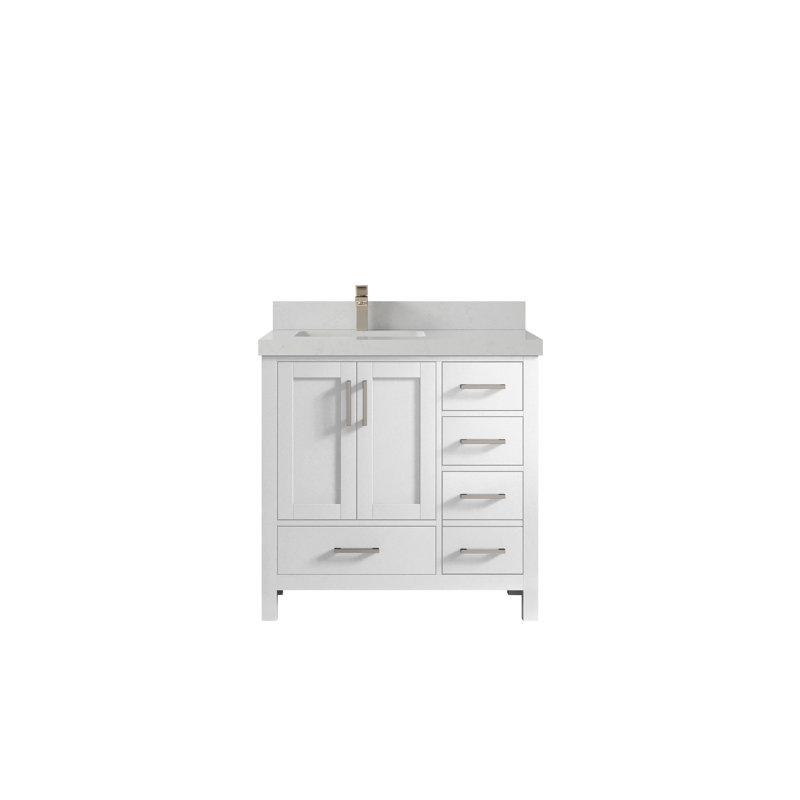 Ensemble de meuble-lavabo simple 36 po Malibu, Quartz de Carrare