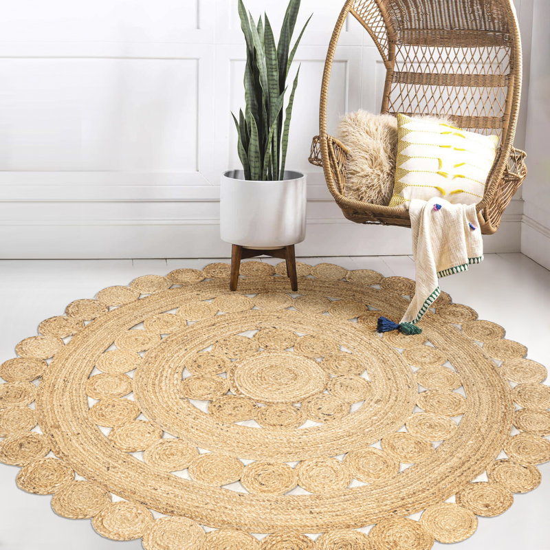 Tapis naturel Adwin Hippy Jute Medallion, Rond 5 pi 1 po
