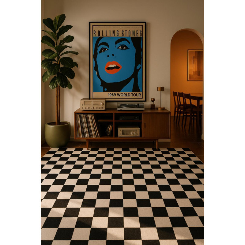 Rug Branch Jaque 5' x 8' (5'3" x 7'7") Black/White Checkered Kids Area Rug, Modern, Medium Pile, Stain-Resistant Carpet - Playroom, Nursery, Toy Room and Bedroom