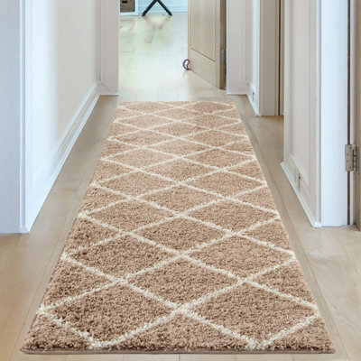 Myshaggy Collection Rugs Diamond Design in Beige