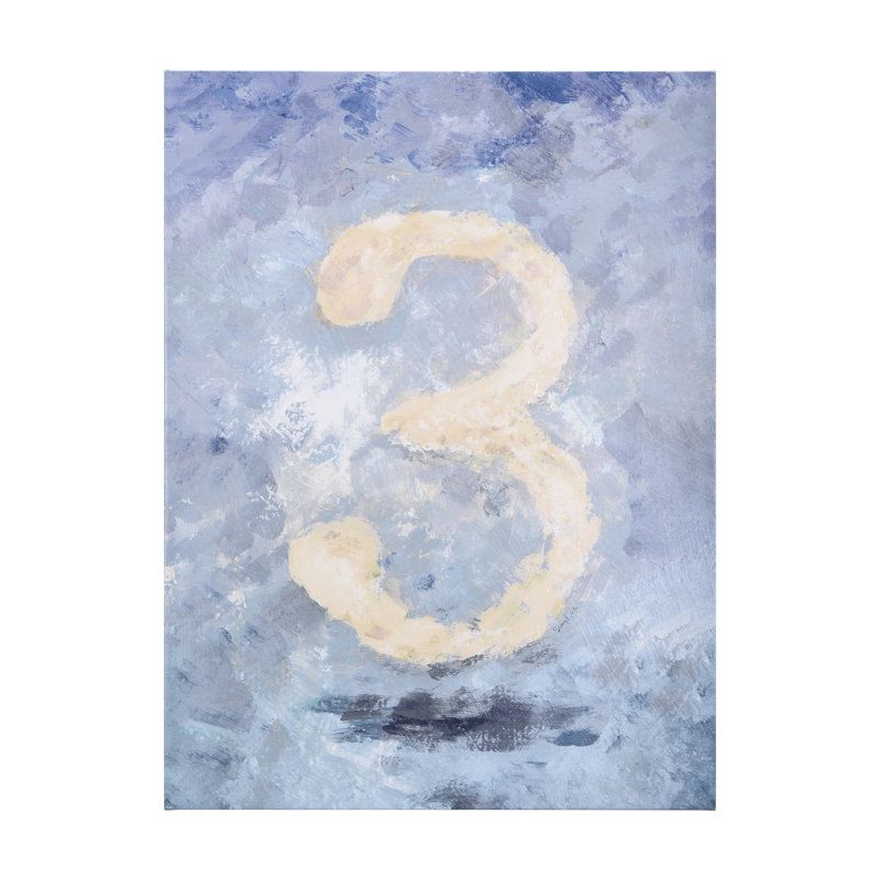 Numéros III et toile texturée embellie à la main, H 56 po x l 42 po x P 1,5 po