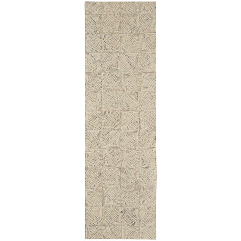 Tapis ivoire fait à la main Jodie, Tapis de couloir 2 pi 3 po x 7 pi 6 po