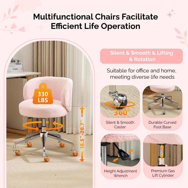 Chaise de bureau Teddy, Rose