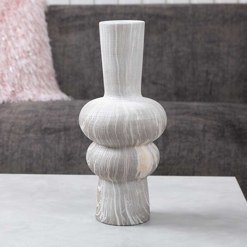 Ceramic Vase For Living Room Furniture, Luxury Handmade Table Vase in Grey
