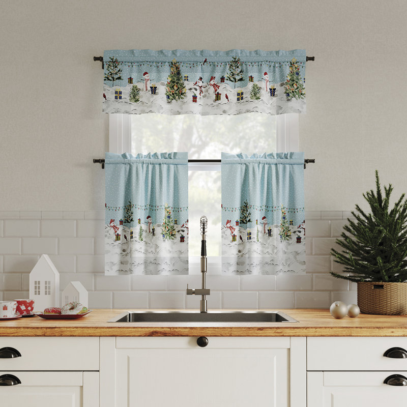 Rangement de rideau de cuisine semi-diaphane avec passe-tringle Ketela, L 54 po x L 36 po