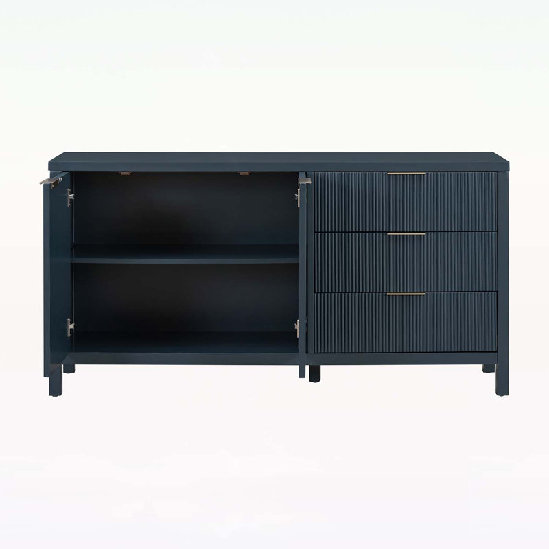 Armoire de rangement 2 portes avec 3 tiroirs, Marine