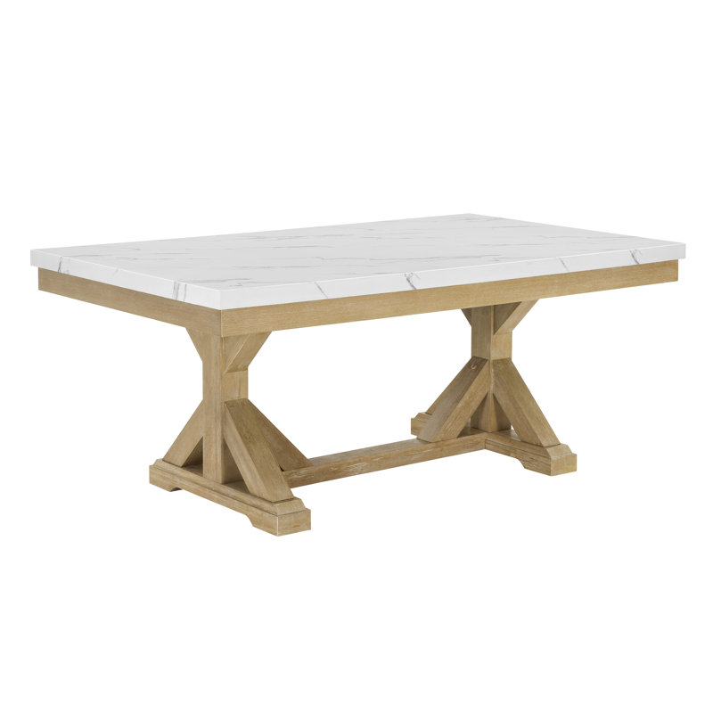 Rustic Faux Marble Dining Set, 6