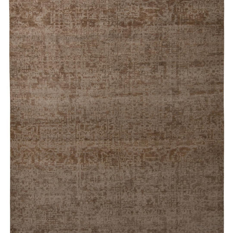 Rug & Kilim's Homage Modern Geometric Beige Brown Wool Custom Rug, Rectangle 5' x 8'
