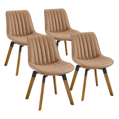 Brimlow Tufted Faux Leather Upholstered Swivel Dining Kitchen Side Chairs