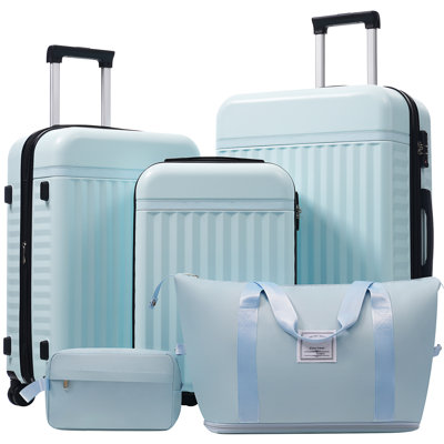 Ensemble de bagage 5 pièces, valise de transport rigide, bagage extensible avec sacs de voyage, roulettes, verrou TSA