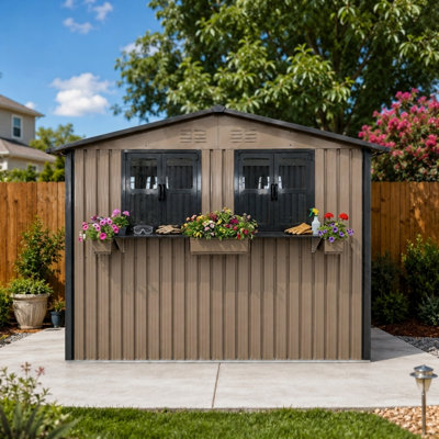 Remises modernes avec rangement, remise à outils en métal de 6 pi x 9 pi pour la cour arrière