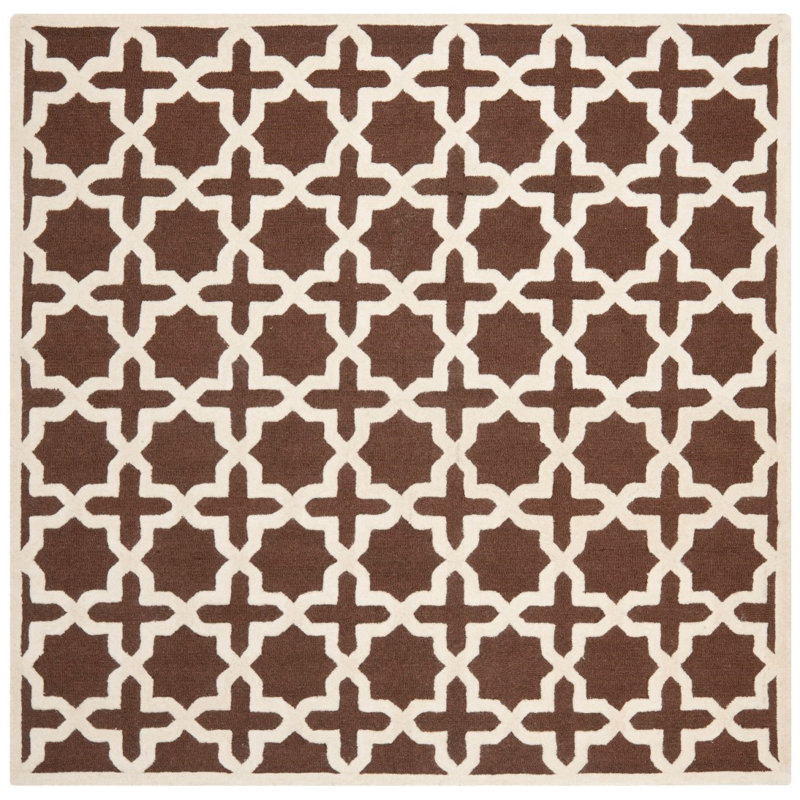 Igna Cambridge Hand Tufted Wool Geometric Rug, Square 8'