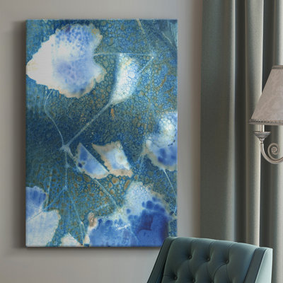 «Cyanorph Leaves I» - peinture sur toile tendue