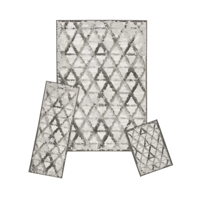 Tapis gris tissé à la machine Kelsi