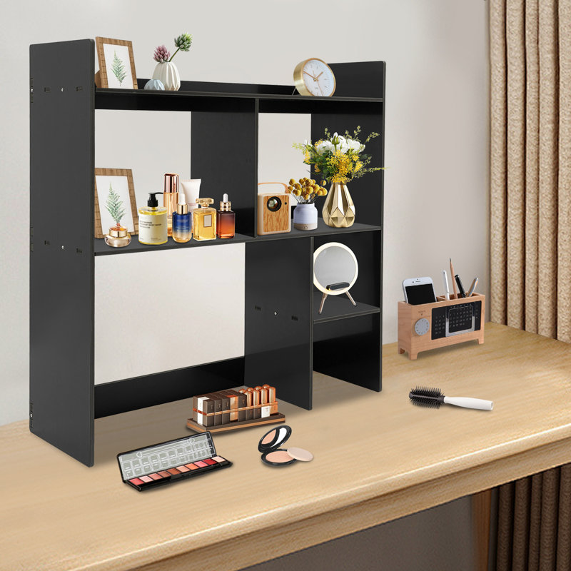 Aurigae 35.4" H Plastic Desktop Display Rack Bookshelf, Black