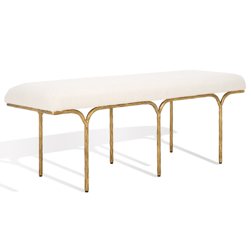 Banc rembourré Poviones Boucle, Laiton, H 18 po x l 48 po x P 16 po