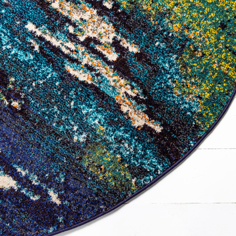 Rizer Washable Abstract Indoor Rug, Round 8'