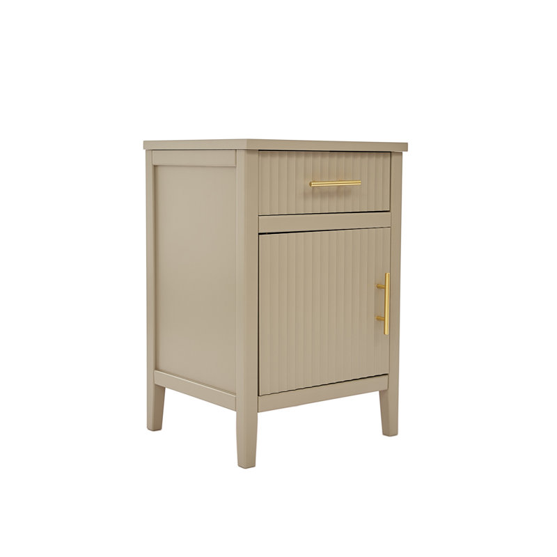 Amanraj 40 cm W Bedside Table, Beige