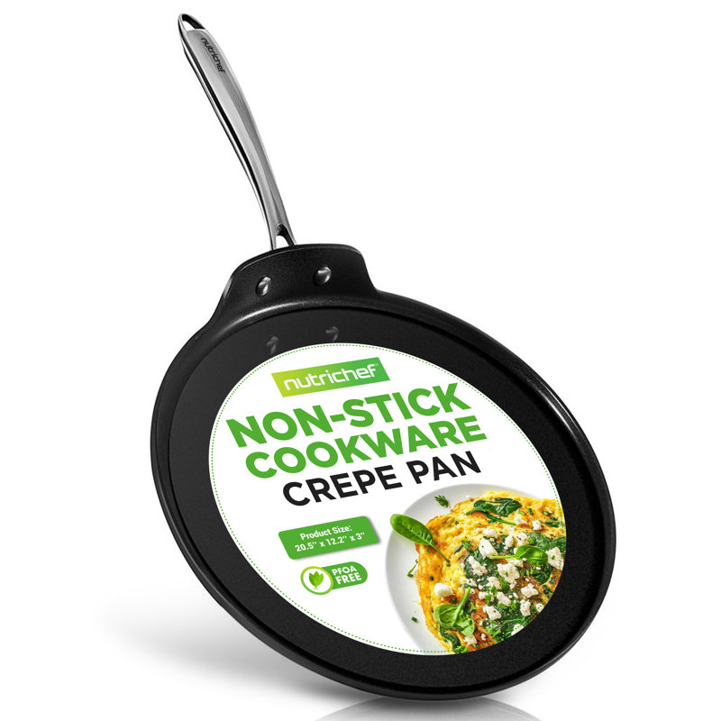 NutriChef 12" Black Hard-Anodized Nonstick Crepe Pan