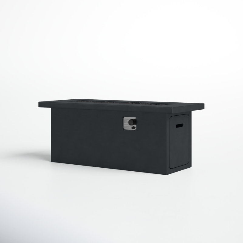 Rashid Rectangle Fire Pit Table, 24" H x 42" W x 20" D, Charcoal