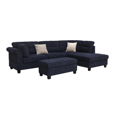 Canapé modulaire en tissu noir l 100 po Domenico