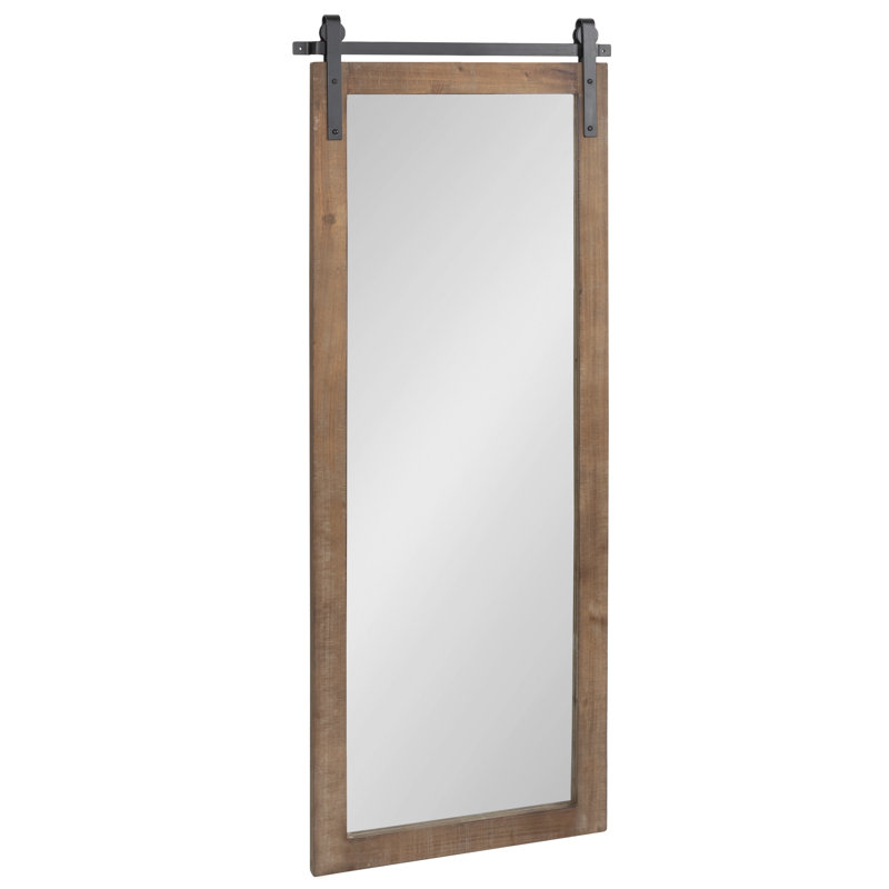 Dayanah Modern Farmhouse Distressed Accent Mirror, Rustic Brown, 51" x 19.5"