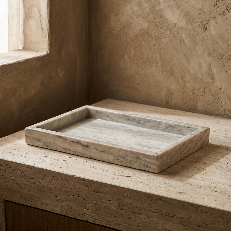 Lena Marble Tray, 1.5" H x 10" W x 14" D, Brown Galaxy