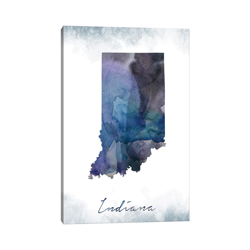 Indiana State Bluish by WallDecorAddict - Wrapped Canvas Print, 101.6 cm H x 66.04 cm W x 3.175 cm D