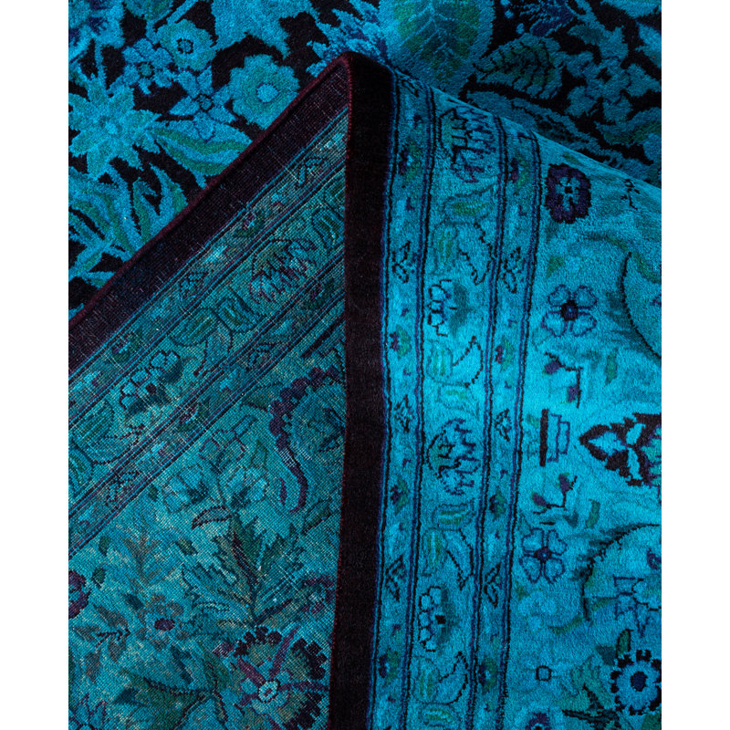 Overdyed Hand-Knotted Wool Modern-Contemporary Green Area Rug 9' 1" x 12' 4"