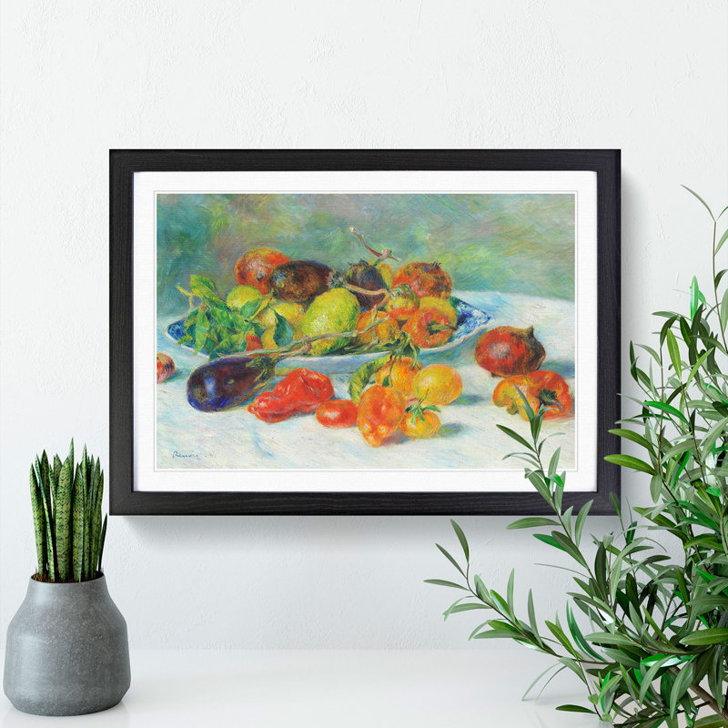Still Life with Fruits Vol.4 by Pierre-Auguste Renoir - Picture Frame Painting, Black Framed, 48cm H x 65cm W x 2cm D