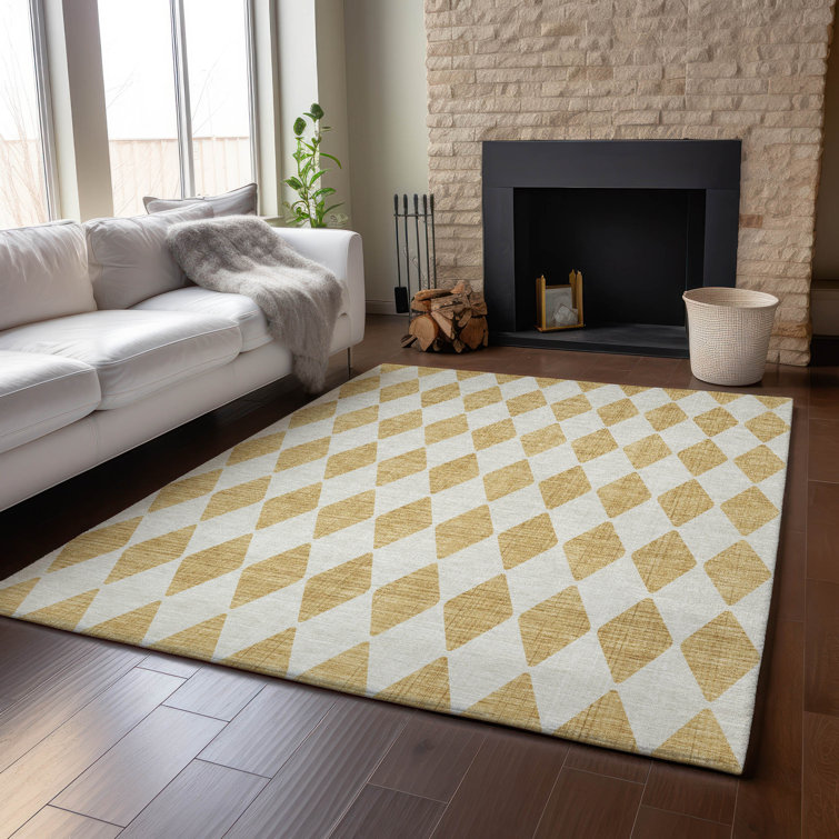 Premium Machine Washable Cerrito AMF578 Gold Rug