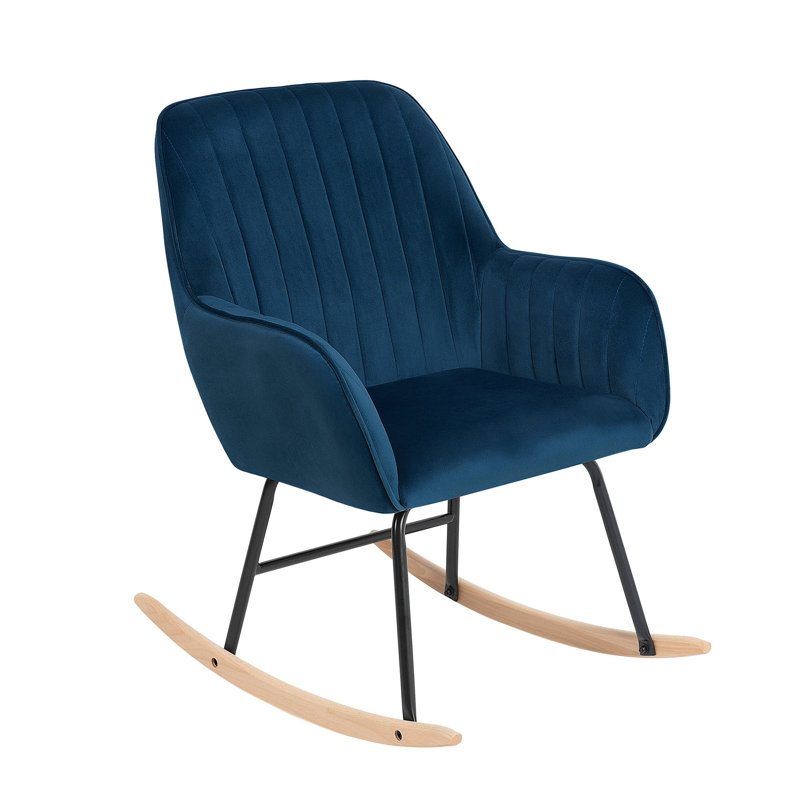 Ines Upholstered Rocking Chair, Blue