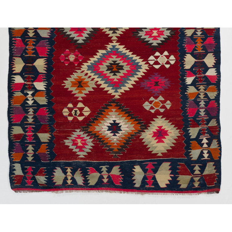 Tapis turc en laine tissé à plat 5,4 x 8,5 pi