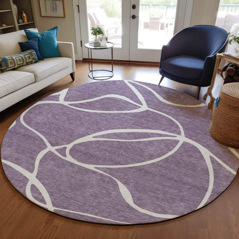 Mirelle Purple Washable Indoor-Outdoor Rug - , 8' x 8'