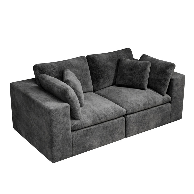 Modular Sectional Sofa Seat,Upholstered Compressed Couch For Living Room,Bedroom,Apartment,No Assembly Required,2PC Free Combination,Plush Corduroy Fabric