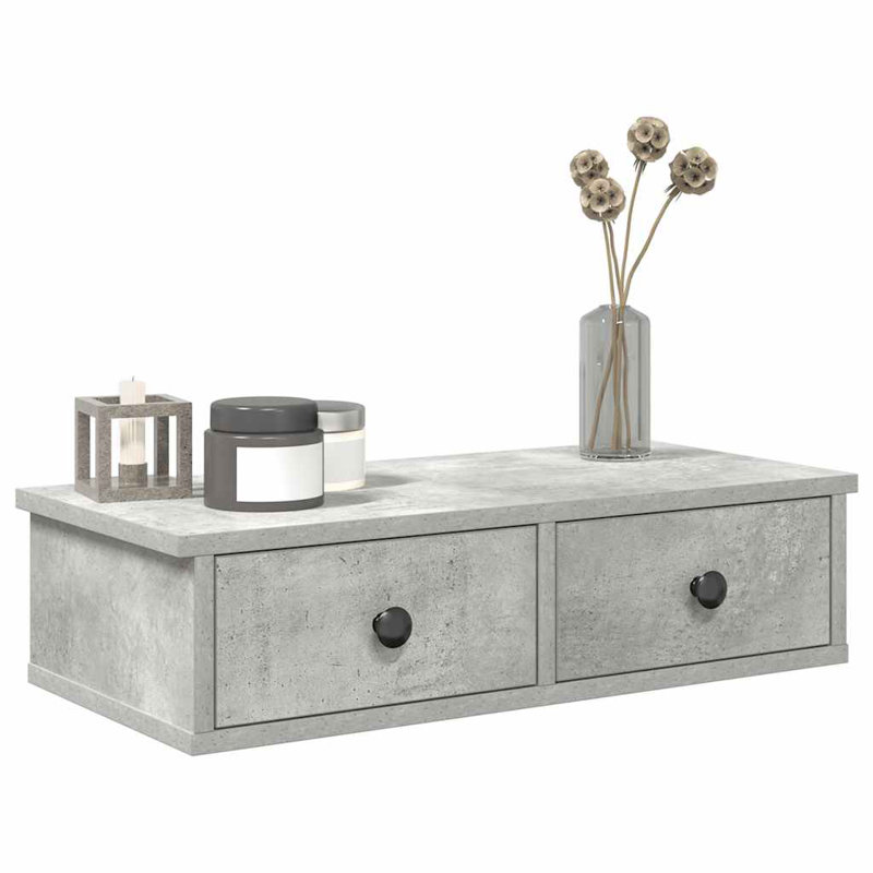 113-9 Wall Mounted Shelf, 15cm H x 60cm W x 28cm D, Concrete grey