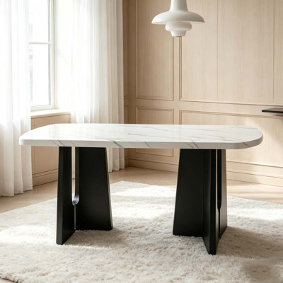 63" Modern Faux Marble Dining Table