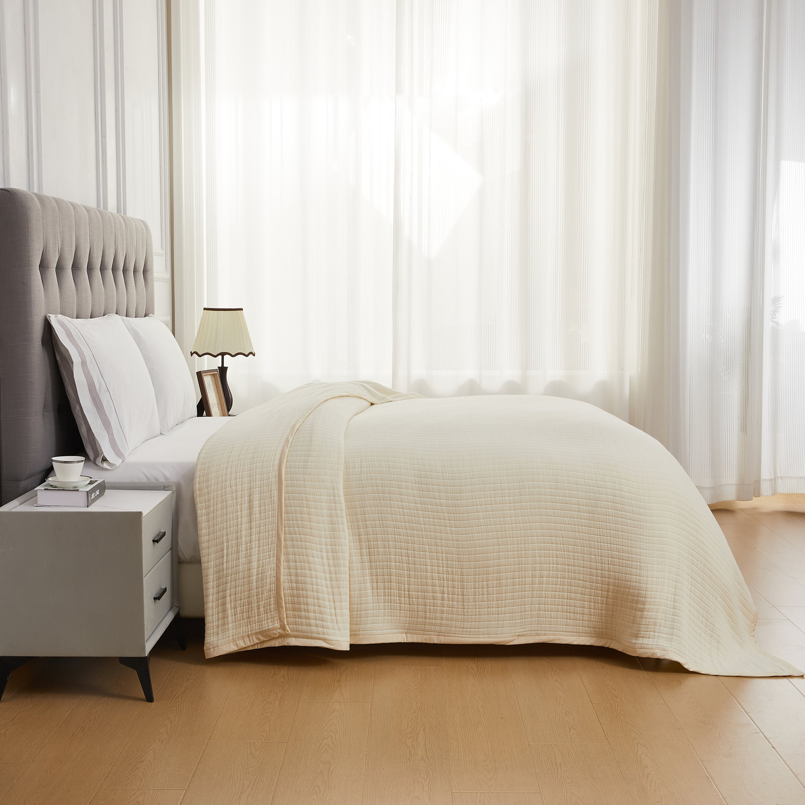 Cloud Cotton Gauze Throw Blanket, Ivory, King
