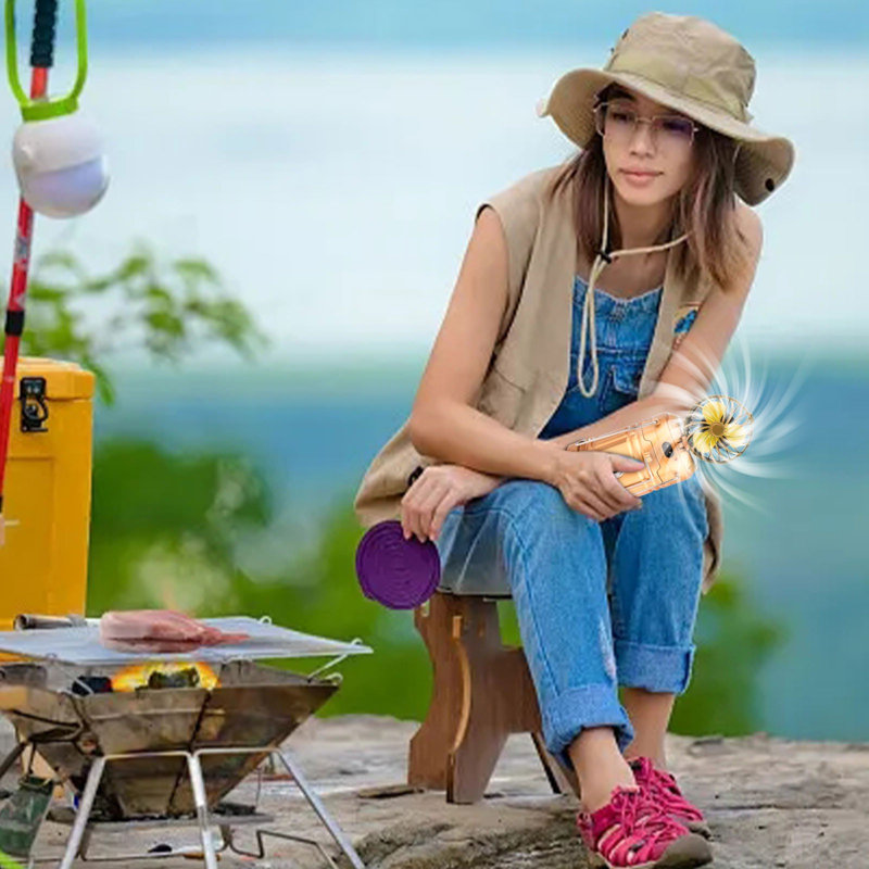 Lampe de poche à énergie solaire pour camping et ventilateur d'extérieur, Yellow