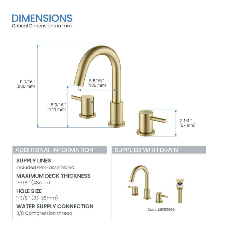 Elegant Brushed Gold Circular Widespread Bathroom Faucet