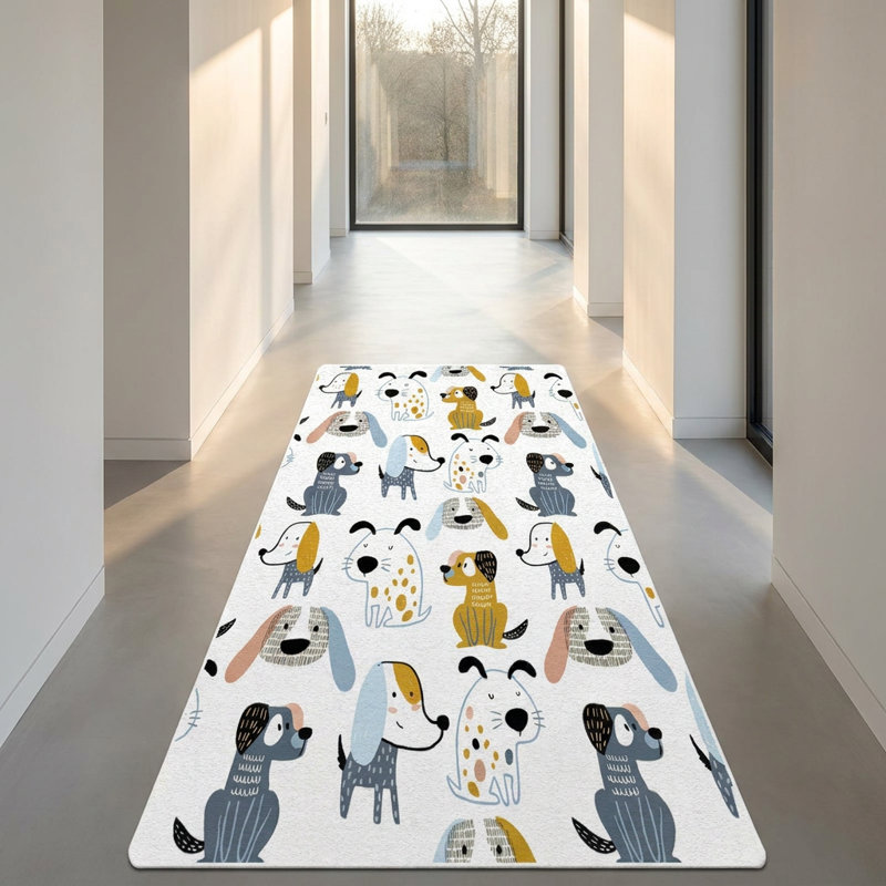 Paws & Play Whimsical Dog Multicolor Runner Rug