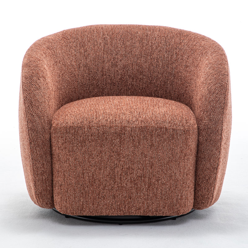 Fauteuil demi-tonneau pivotant rembourré Aunna, Orange