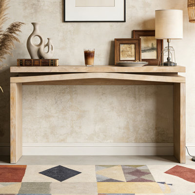 65-Inch Rustic Solid Wood Veneer Console Table
