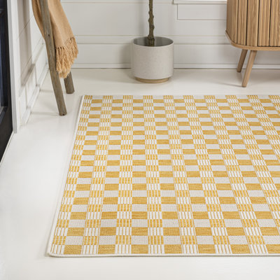 Tapis intérieur / extérieur jaune / crème Aimee