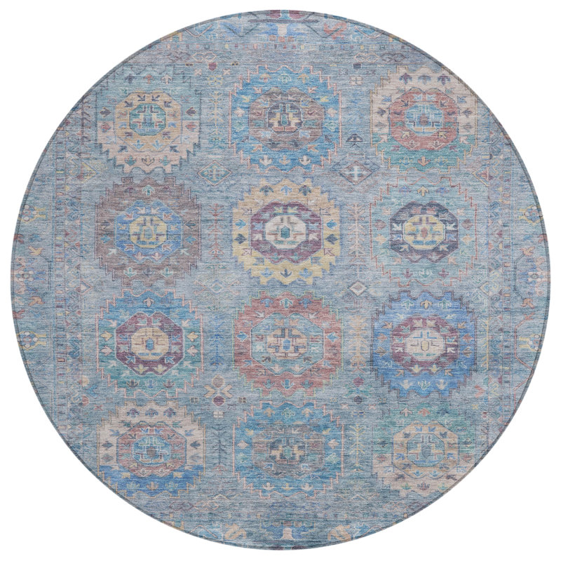 Machine Washable Indoor/Outdoor Lafferty ACN2227 Panel Rug, Round 8'
