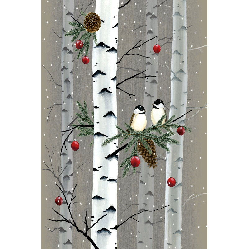 «Birch Birds I» par Grace Popp - peinture sur toile tendue, H 30 po x l 20 po