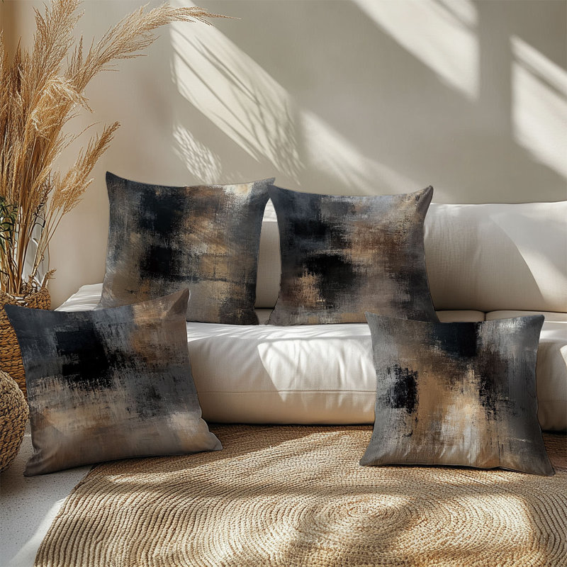 4 housses de coussin décoratives à motif de peinture à l'huile abstraite